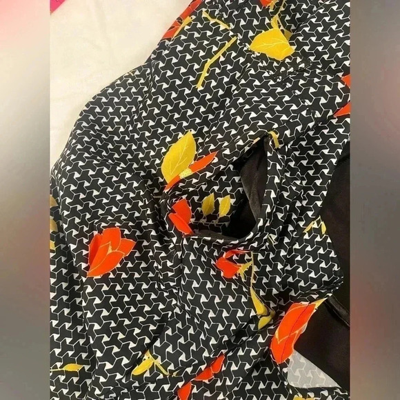 ModCloth A Line Midi Skirt Womens XL Black Floral Geometric Pockets - Picture 10 of 10